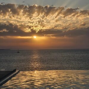 Watching the sunset from Kouros Hotel, Mykonos